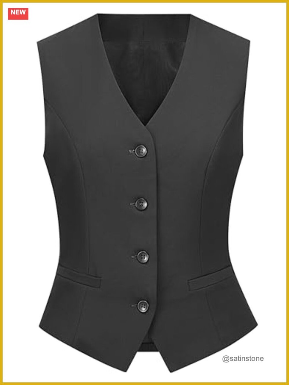 Women's Sleeveless V-Neck Suit Vest with Adjustable Back Strap